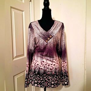 Purple and White Long Sleeve Top